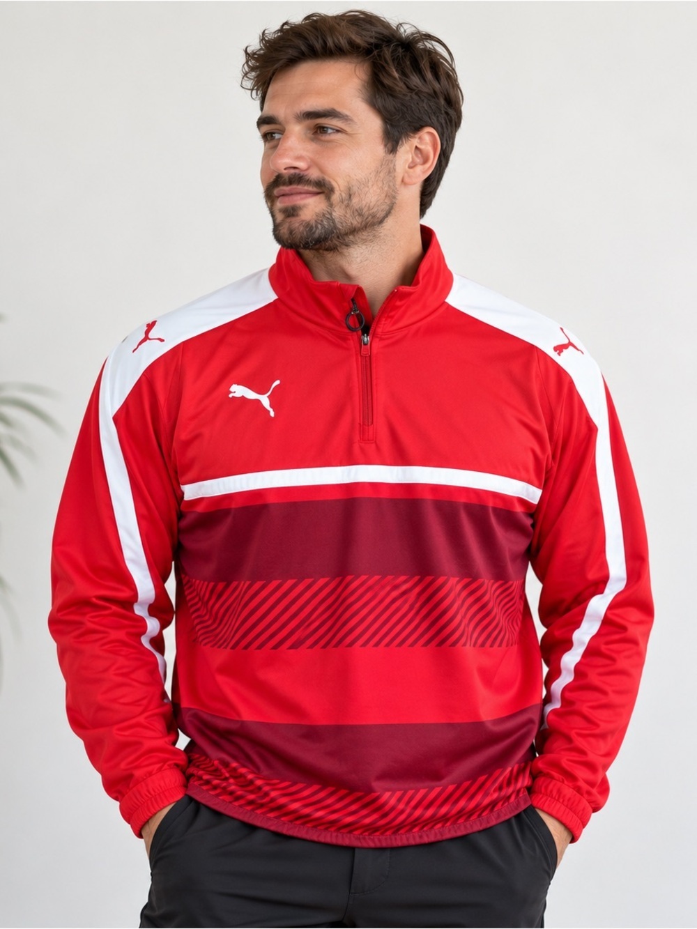 PUMA  1/4 Zip Pullover Mens XL Long Sleeve Golf Performance Sport Veloce Red